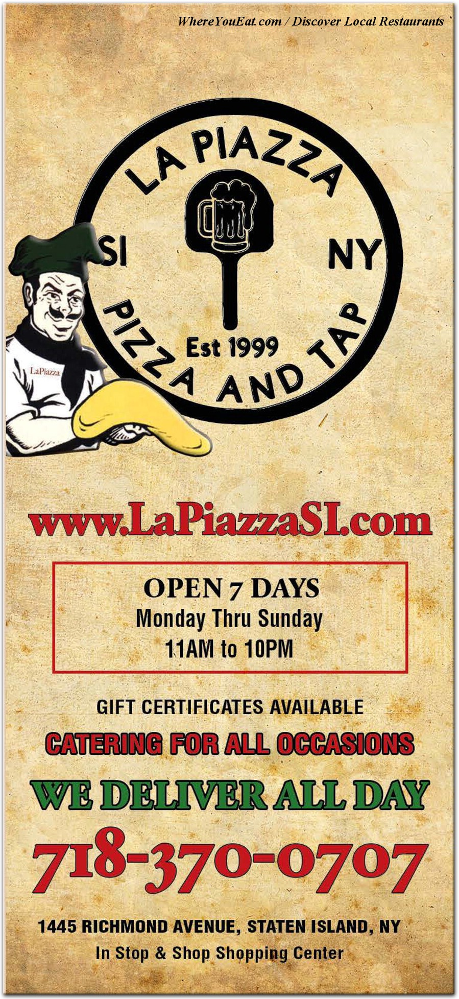 La Piazza Menu